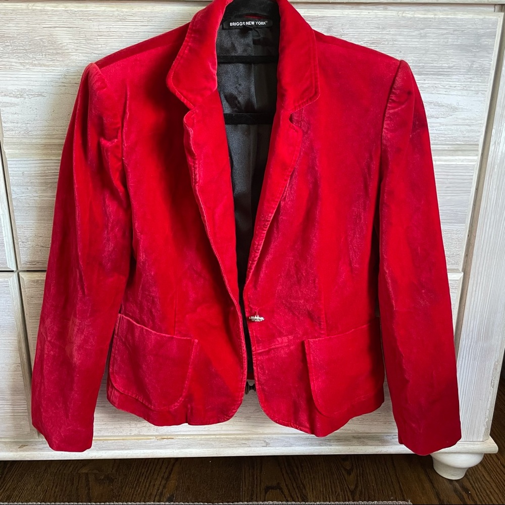 Vintage Red Velvet Blazer